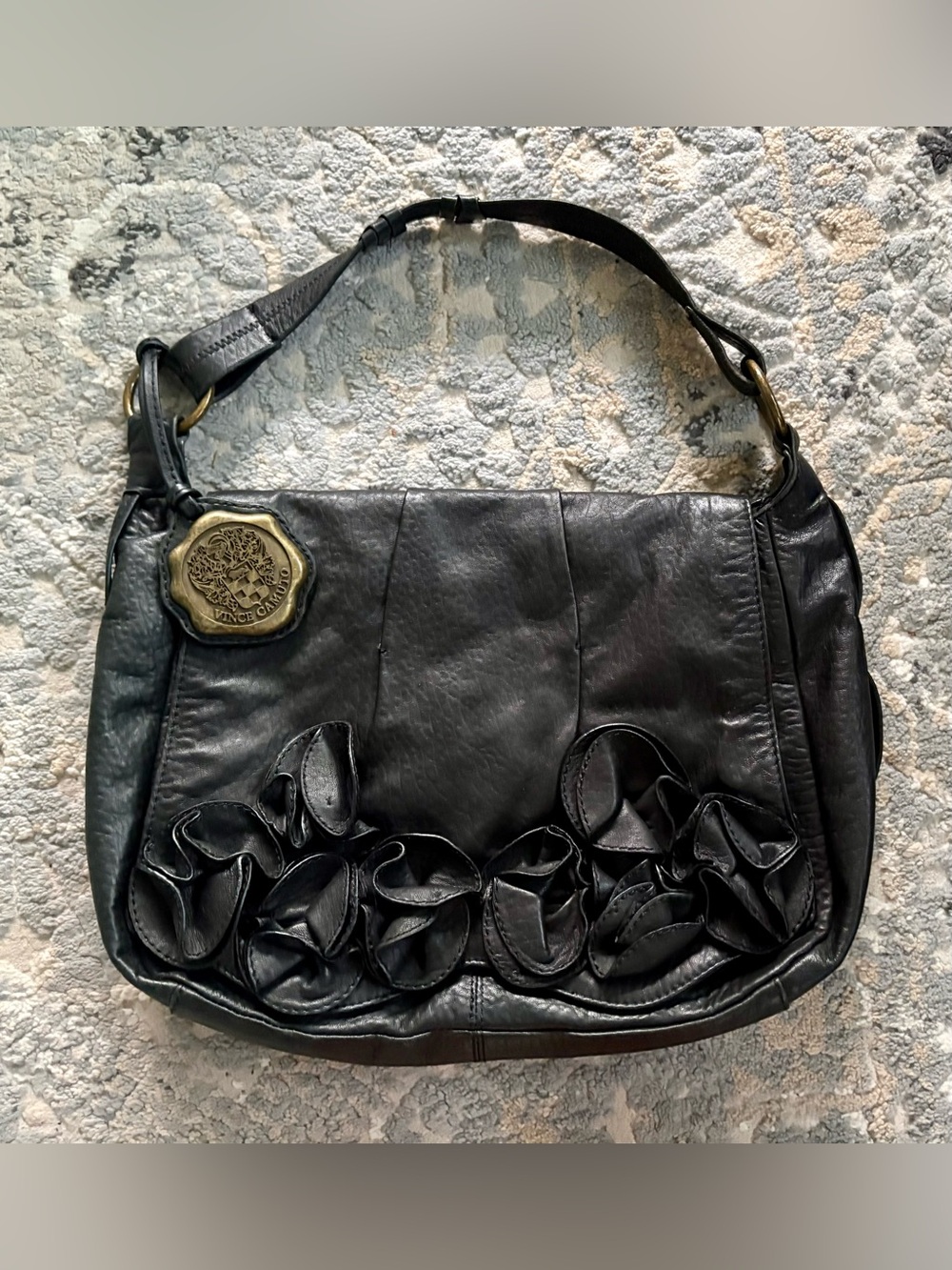 Vintage Vince Camuto hobo shoulder bag black leather